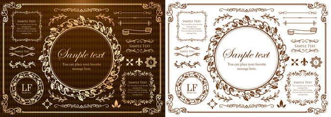 高級感のあるフレームデザイン、カリグラフィー素材、ラグジュアリー、テンプレート、【コピースペース】