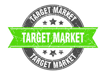 target market round stamp with ribbon. label sign