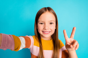 Self-portrait of her she nice-looking attractive pretty cute lovely cheerful cheery girl spending...