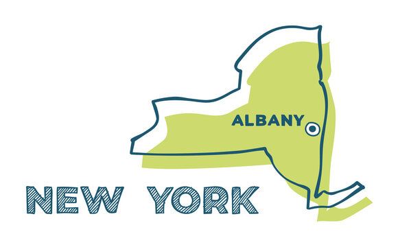 Doodle vector map of New York state of USA