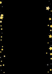 Gold Abstract Stars Vector Black Background. 