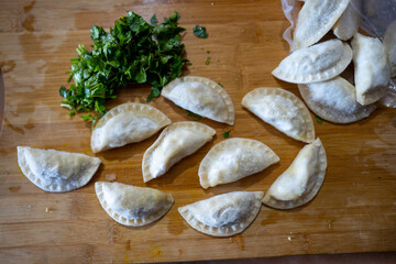 Frozen Momo Dumpling in a Chopboard