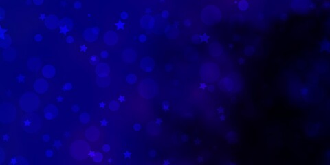 Light Pink, Blue vector background with circles, stars. Abstract illustration with colorful shapes of circles, stars. Design for textile, fabric, wallpapers.