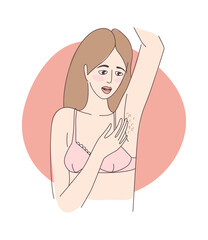 The teenage girl noticed her hair in her armpits.