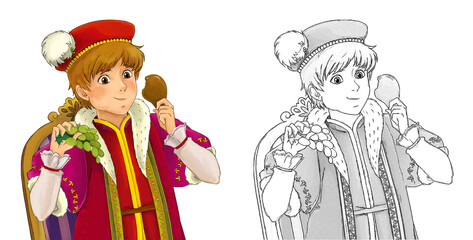 cartoon scene with medieval prince illustration