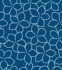 Obraz premium Japanese Cherry Blossom Line Art Vector Seamless Pattern