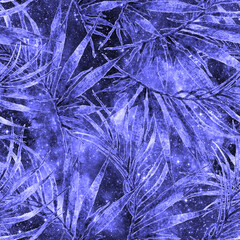 Palm leaves seamless pattern. Fashion hand drawn 