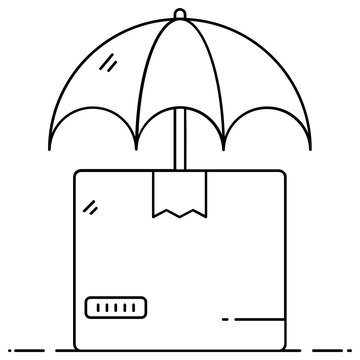 
Parce under umbrella flat design of parcel insurance icon
