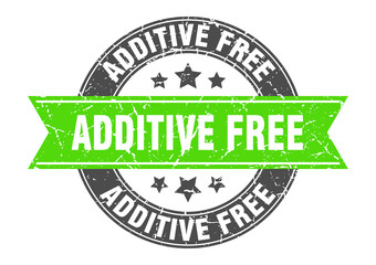 additive free round stamp with ribbon. label sign