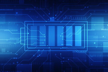 Battery Icon in digital background, battery supply Concept Background, Energy Efficiency Concept, Power and Energy background