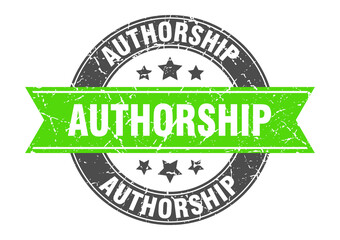 authorship round stamp with ribbon. label sign