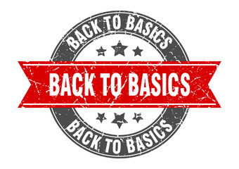 back to basics round stamp with ribbon. label sign