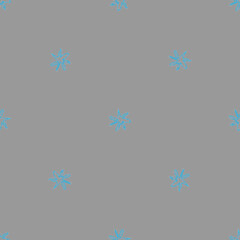 Hand Drawn blue Snowflakes Christmas Seamless Patt