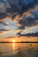 Sonnenuntergang über dem Bodensee bei Radolfzell