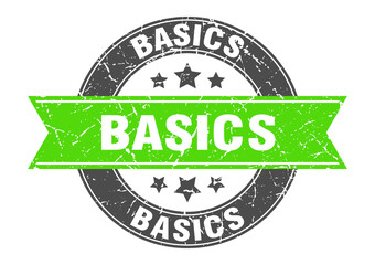 basics round stamp with ribbon. label sign