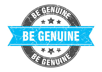 be genuine round stamp with ribbon. label sign