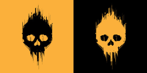 Illustration of a skull without a jaw in a hyper hi-tech style