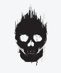Illustration of a skull in a hyper hi-tech style
