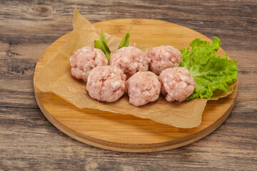 Homemade raw pork minced meatball for cooking