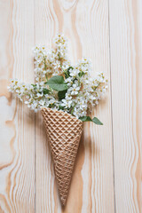 Flowers in a waffle cone