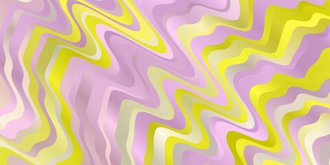 Light Pink, Yellow vector pattern with curved lines.