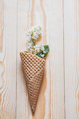Flowers in a waffle cone