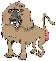 baboon monkey wild animal cartoon illustration