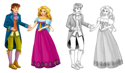 Cartoon cheerful married couple together illustration