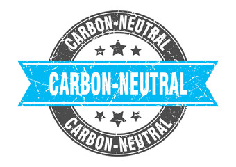 carbon-neutral round stamp with ribbon. label sign