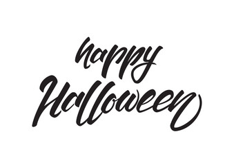 Vector Handwritten lettering of Happy Halloween isolated on white background.