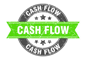 cash flow round stamp with ribbon. label sign