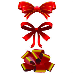 Set of bows for gifts and decorations. Vector illustration