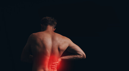 Man with low back pain. Chiropractic, Physiotherapy concept