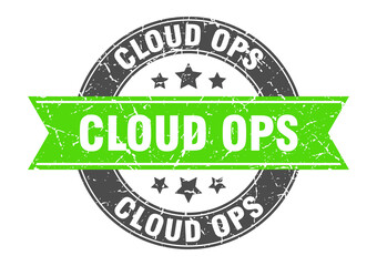 cloud ops round stamp with ribbon. label sign
