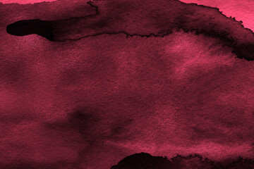 Dark pink watercolor texture background. Pink and purple color canvas for modern design. Hand painted ink texture. Abstract background. Realistic wine texture watercolor grunge brush.