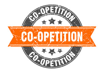 co-opetition round stamp with ribbon. label sign
