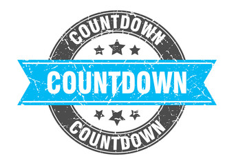 countdown round stamp with ribbon. label sign