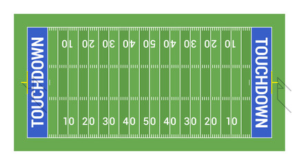 American football field with goals. Top view. © Paul Kovaloff