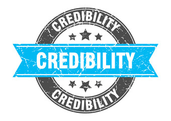 Obraz premium credibility round stamp with ribbon. label sign