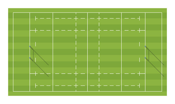 Rugby Field With Goals. Top View.