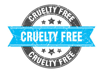 cruelty free round stamp with ribbon. label sign