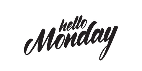 Vector illustration: Hand drawn lettering of Hello Monday.