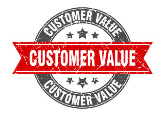 customer value round stamp with ribbon. label sign