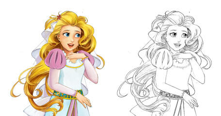 Cartoon cheerful married couple together illustration