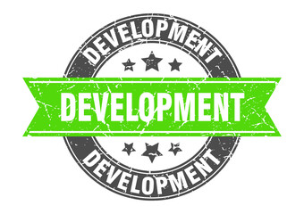 development round stamp with ribbon. label sign