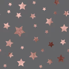 Behang Rose Gold Christmas glitter schittert sterren geometrische naadloze patroon achtergrond © olegganko