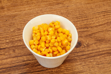 Sweet corn seeds in the bowl