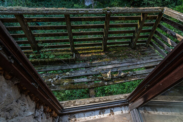 old fragile terrace made of wood
