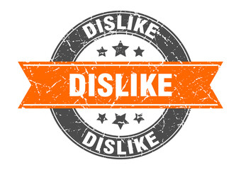 dislike round stamp with ribbon. label sign