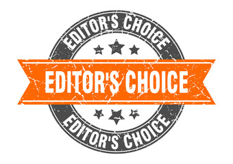 editor's choice round stamp with ribbon. label sign